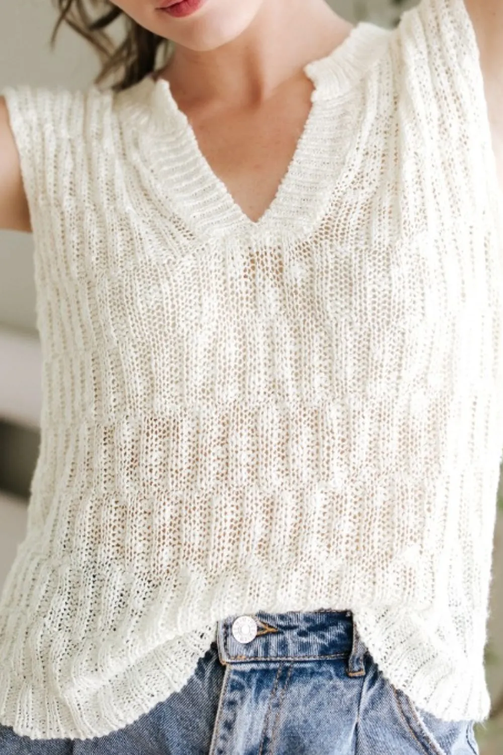 Notched Cap Sleeve Knit Top sold by Charming Charlie product image thumbnail 4