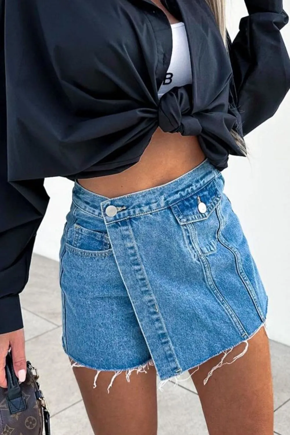 Raw Hem Denim Skorts sold by Charming Charlie