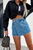 Raw Hem Denim Skorts sold by Charming Charlie