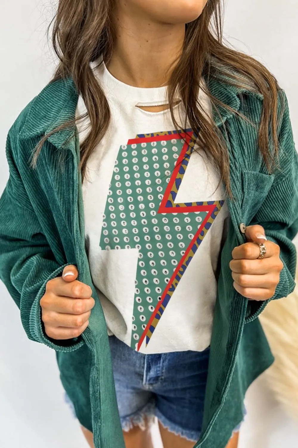 Lightning Round Neck Short Sleeve T-Shirt sold by Charming Charlie product image thumbnail 2