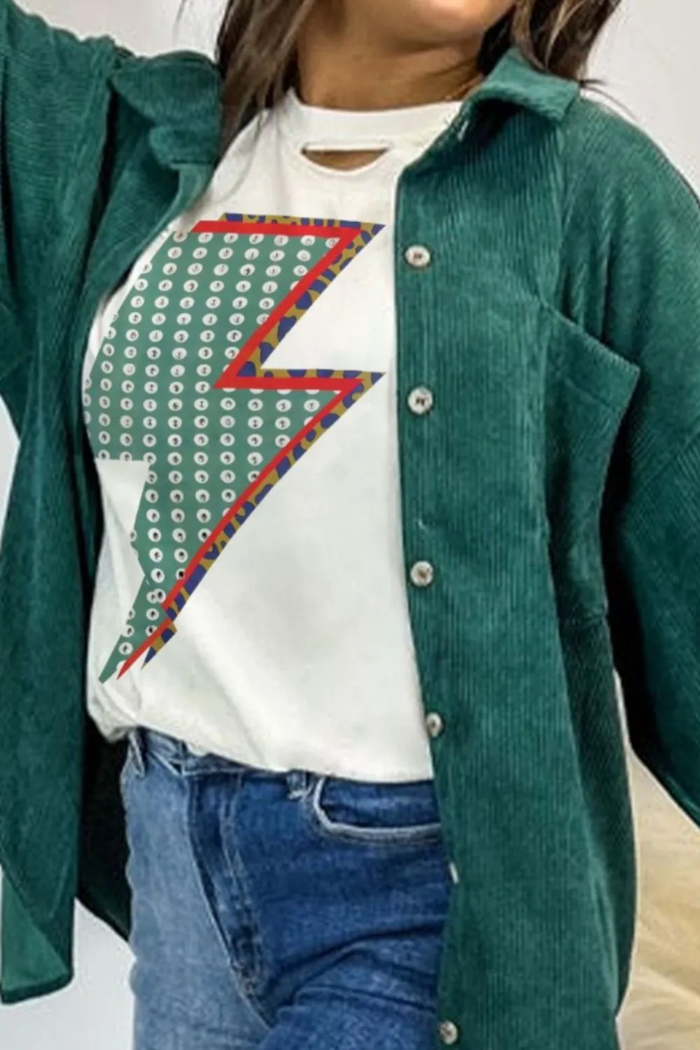 Lightning Round Neck Short Sleeve T-Shirt sold by Charming Charlie product image thumbnail 3