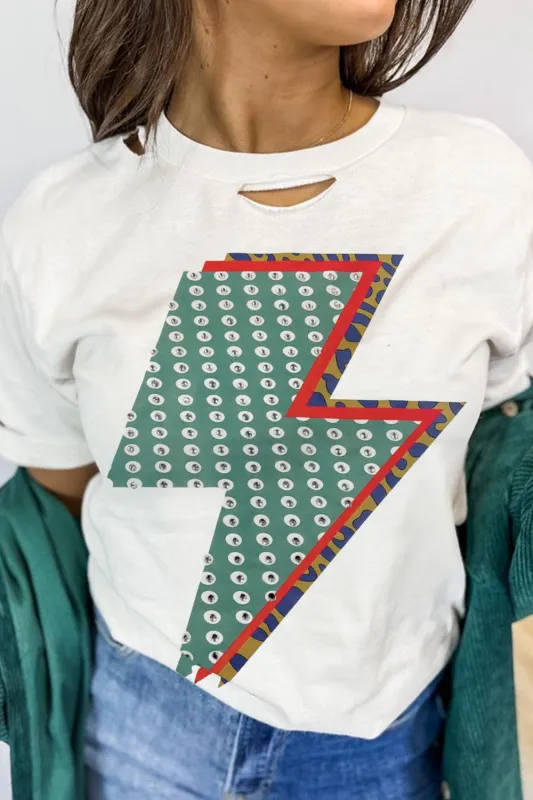 Lightning Round Neck Short Sleeve T-Shirt sold by Charming Charlie
