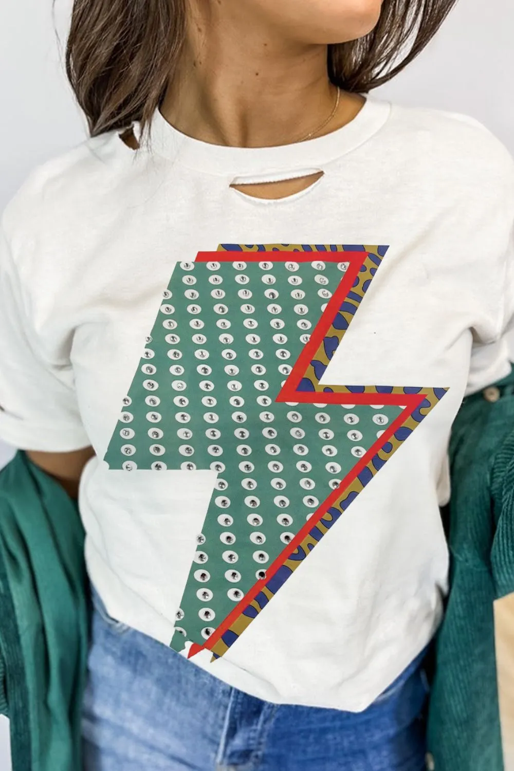 Lightning Round Neck Short Sleeve T-Shirt sold by Charming Charlie