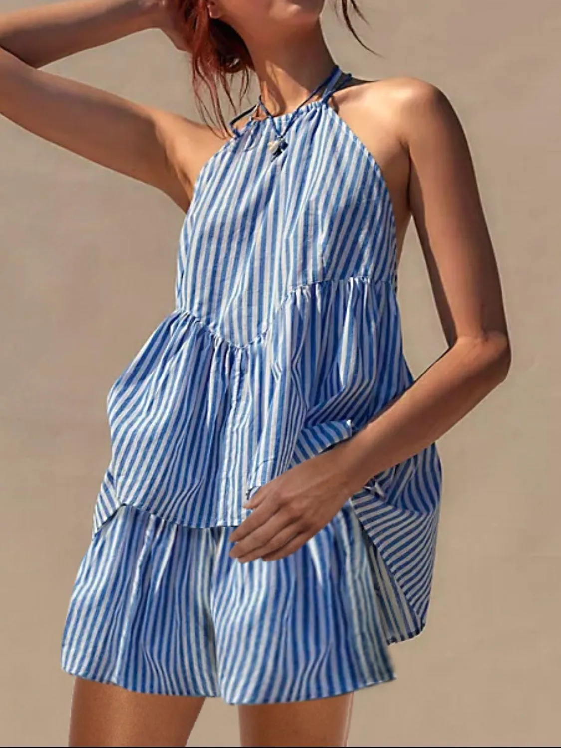 Striped Halter Neck Top and Shorts Set sold by Charming Charlie product image thumbnail 4