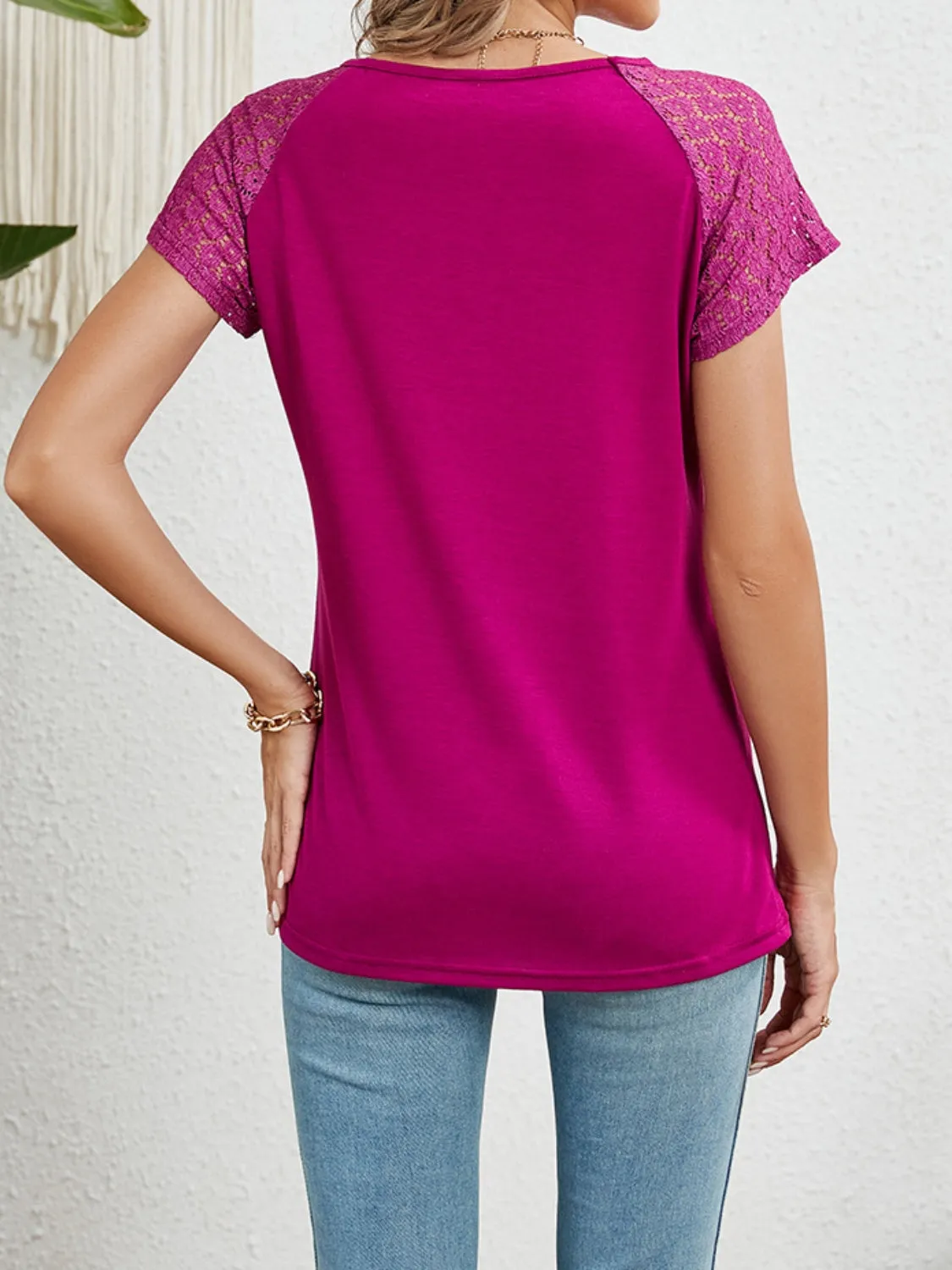 Round Neck Lace Short Sleeve Top sold by Charming Charlie product image thumbnail 4