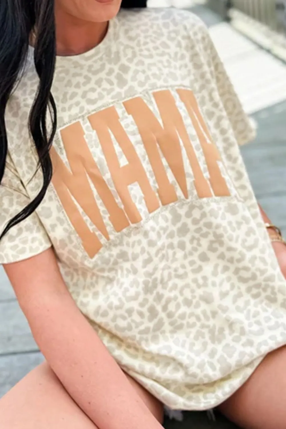 MAMA Letter Graphic Leopard Round Neck T-Shirt sold by Charming Charlie product image thumbnail 3