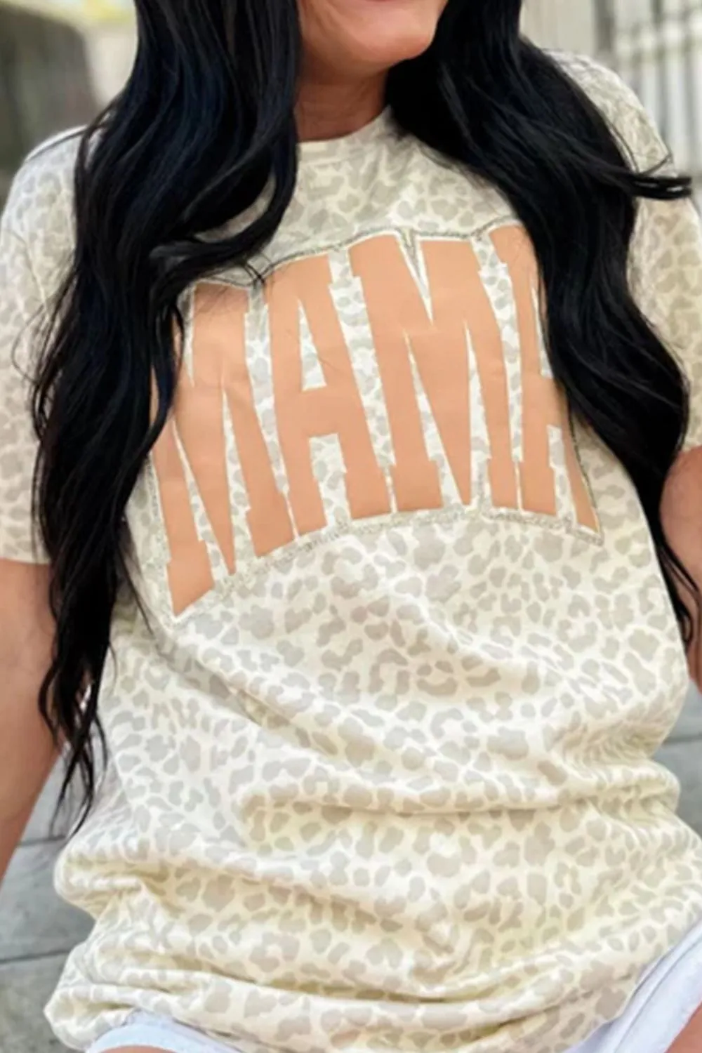 MAMA Letter Graphic Leopard Round Neck T-Shirt sold by Charming Charlie product image thumbnail 2