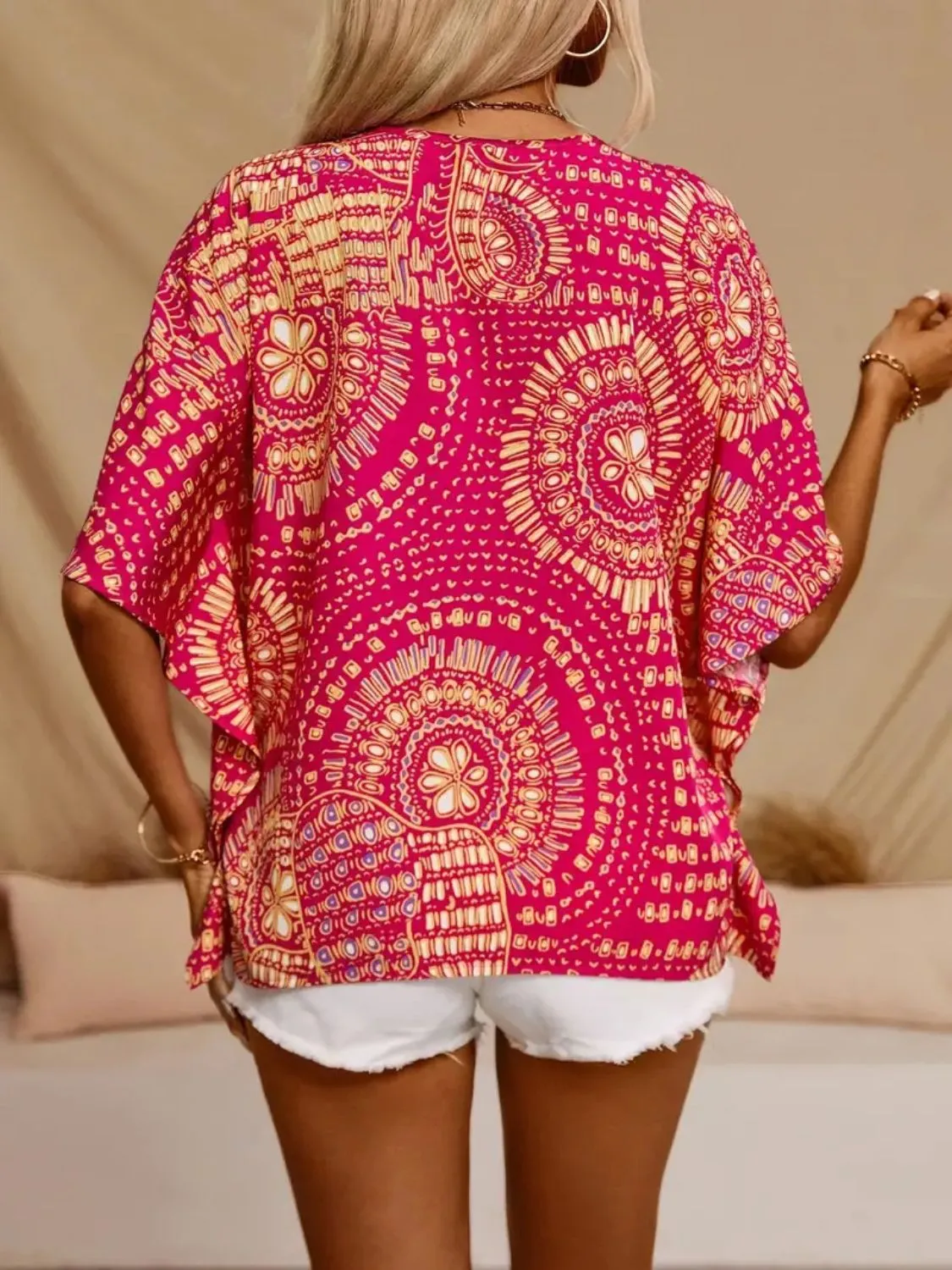 Printed V-Neck Half Sleeve Top sold by Charming Charlie product image thumbnail 3