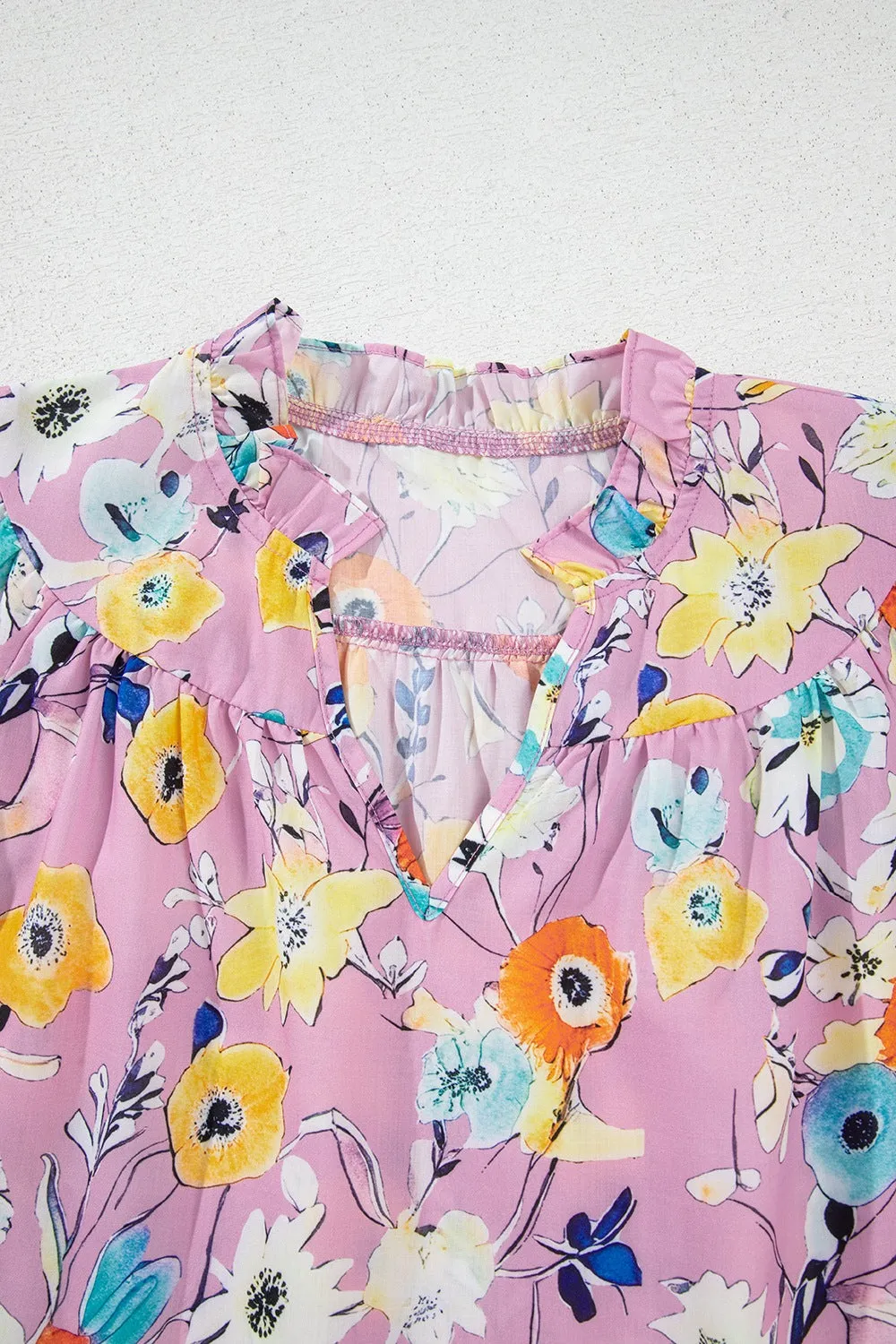 Printed Notched Double Layered Ruffle Sleeve Blouse sold by Charming Charlie product image thumbnail 5