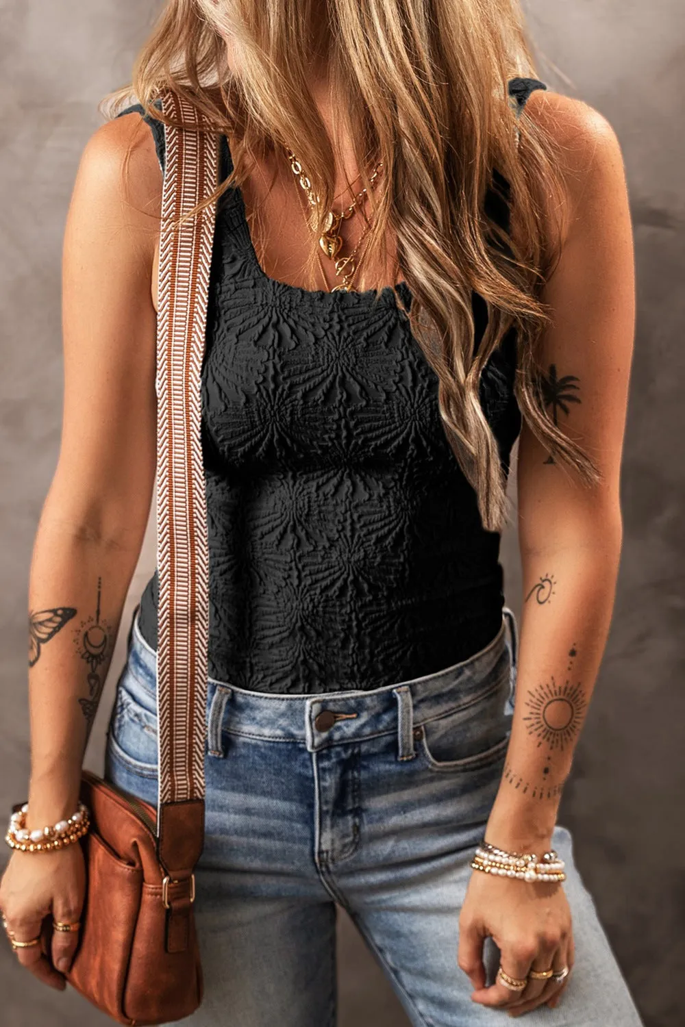 Floral Jacquard Square Neck Tank sold by Charming Charlie product image thumbnail 4