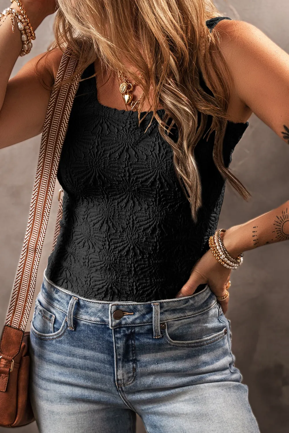 Floral Jacquard Square Neck Tank sold by Charming Charlie