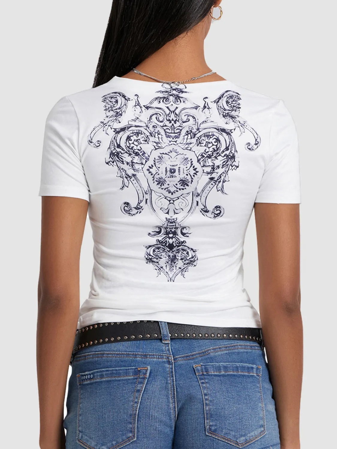 Graphic V-Neck Short Sleeve T-Shirt sold by Charming Charlie product image thumbnail 5