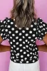 Polka Dot V-Neck Ruffle Cap Sleeve Blouse sold by Charming Charlie