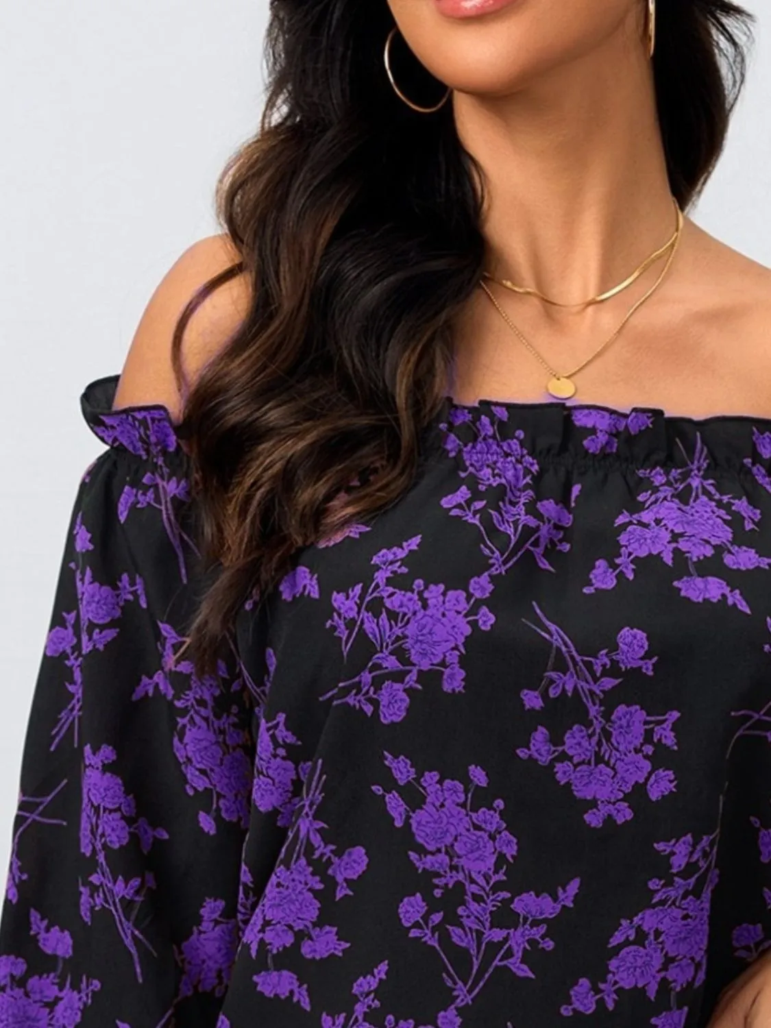 Printed Off-Shoulder Balloon Sleeve Blouse sold by Charming Charlie product image thumbnail 2