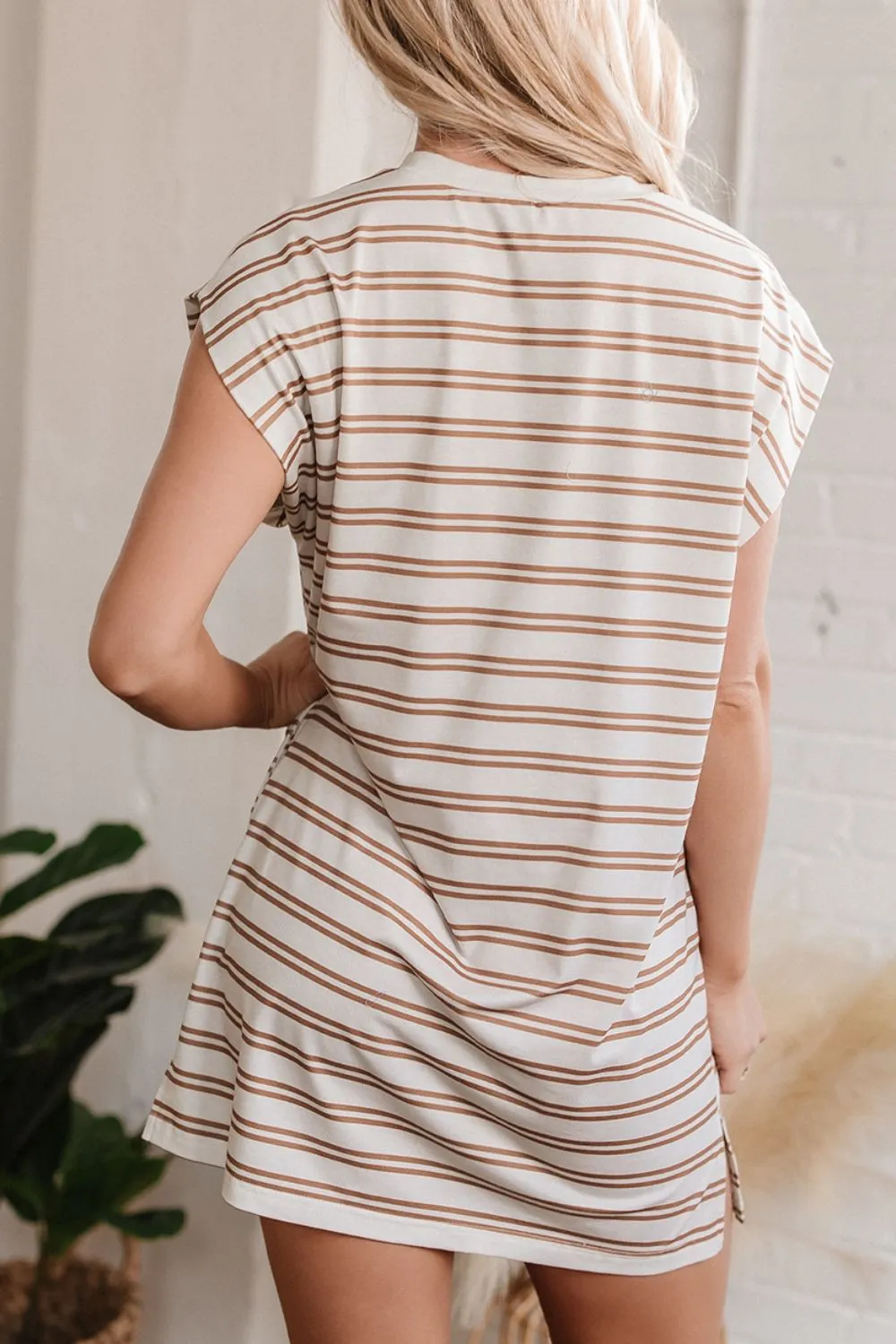 Stripe Round Neck Sleeveless Pocketed Mini Dress sold by Charming Charlie product image thumbnail 3