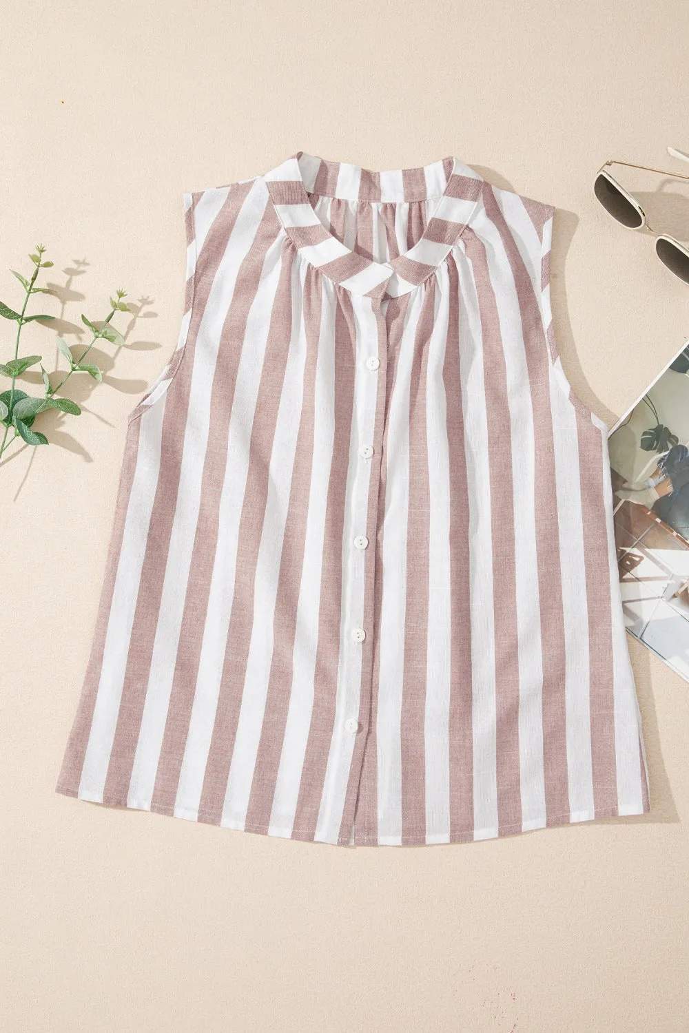 Stripe Button Down Sleeveless Shirt sold by Charming Charlie product image thumbnail 3