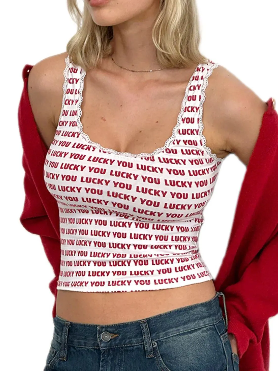 Lace Detail Scoop Neck Tank sold by Charming Charlie product image thumbnail 4