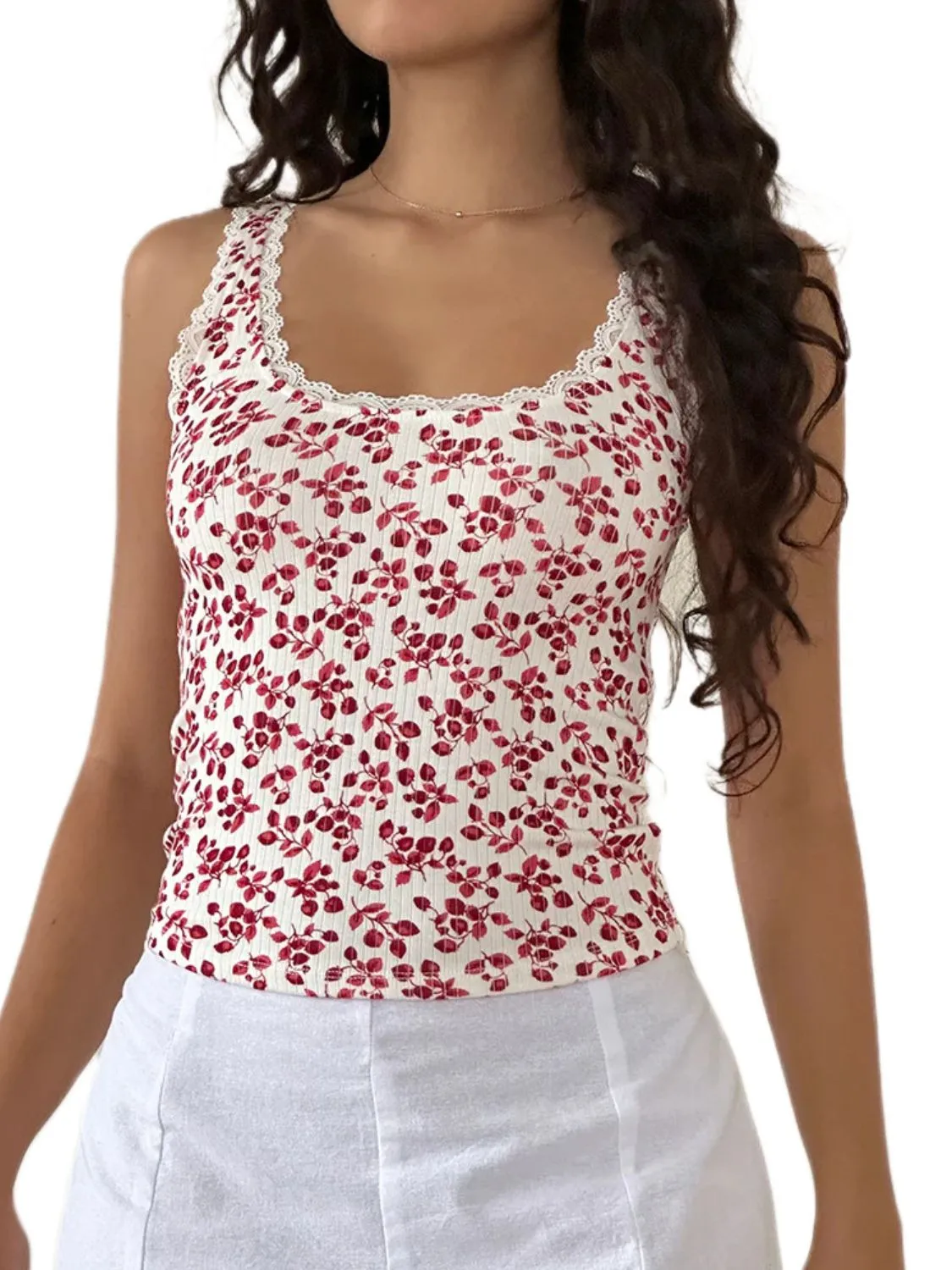 Lace Detail Scoop Neck Tank sold by Charming Charlie