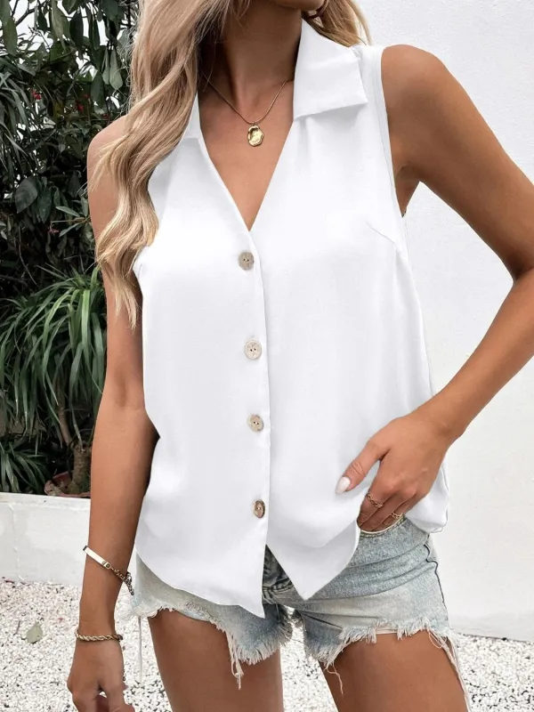 Full Size Johnny Collar Button Down Tank Plus Size sold by Charming Charlie