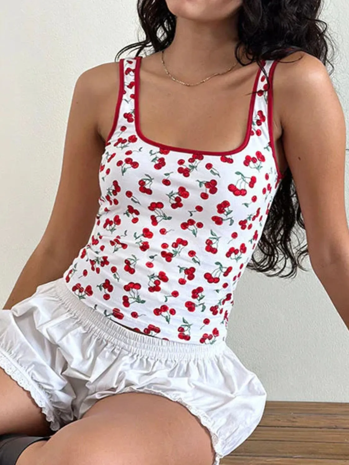 Cherry Print Square Neck Tank sold by Charming Charlie product image thumbnail 3