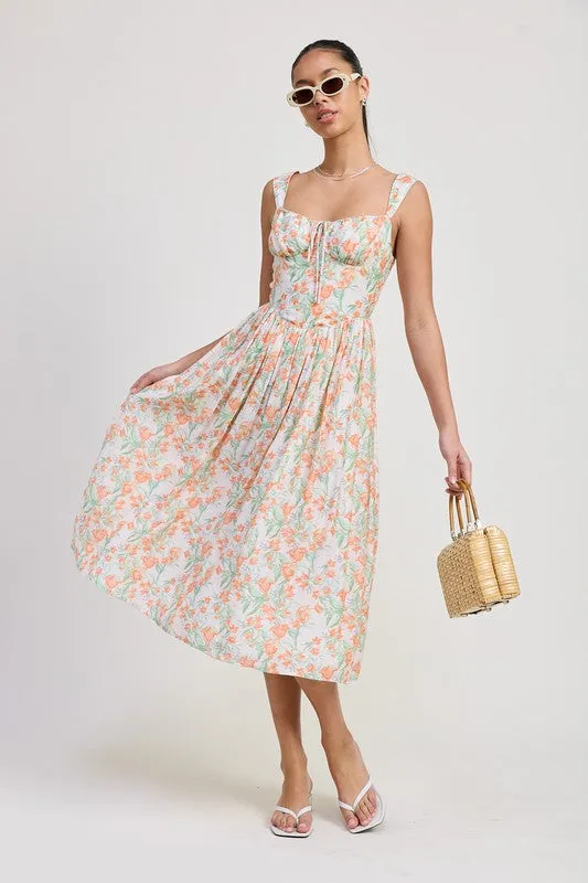 TIE FRONT MIDI BUSTIER DRESS sold by Charming Charlie