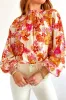 Floral Print Pearl Button Long Puff Sleeve Blouse sold by Charming Charlie