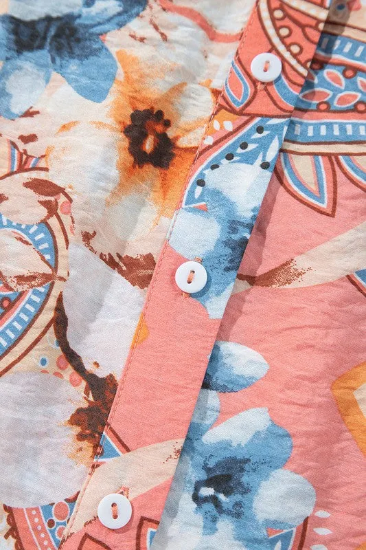 Floral Print Shirred Cuff Buttoned Loose Shirt sold by Charming Charlie product image thumbnail 5