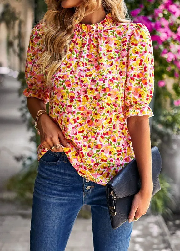 Floral mock neck blouse sold by Charming Charlie product image thumbnail 4