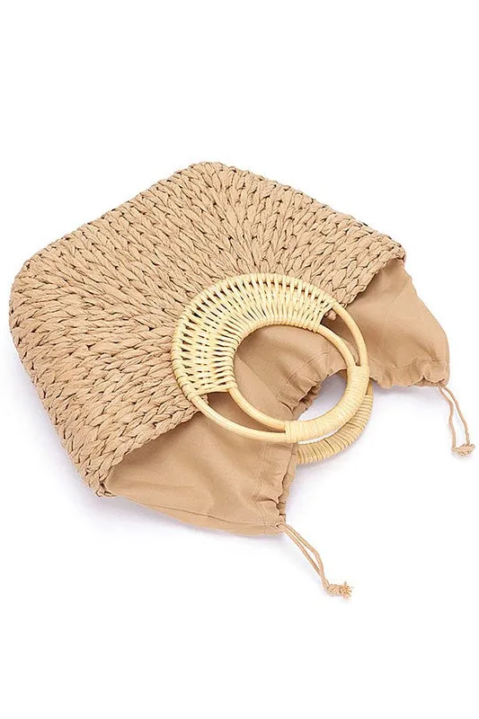 Bamboo Braided Top Handle Summer Straw Tote sold by Charming Charlie product image thumbnail 4