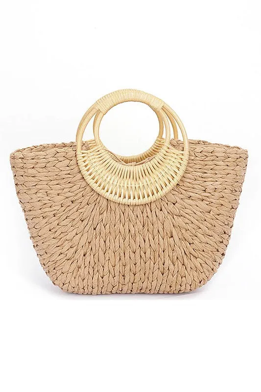Bamboo Braided Top Handle Summer Straw Tote sold by Charming Charlie