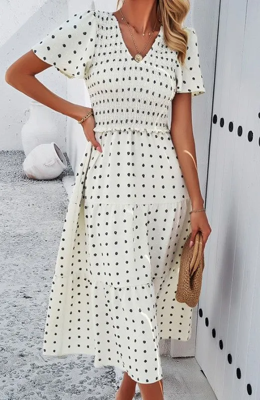 Smocked midi Dress sold by Charming Charlie