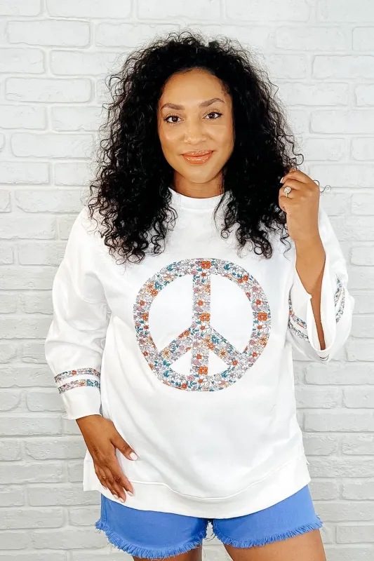 Peace, Love, and Flowers Peace Sign Top sold by Charming Charlie