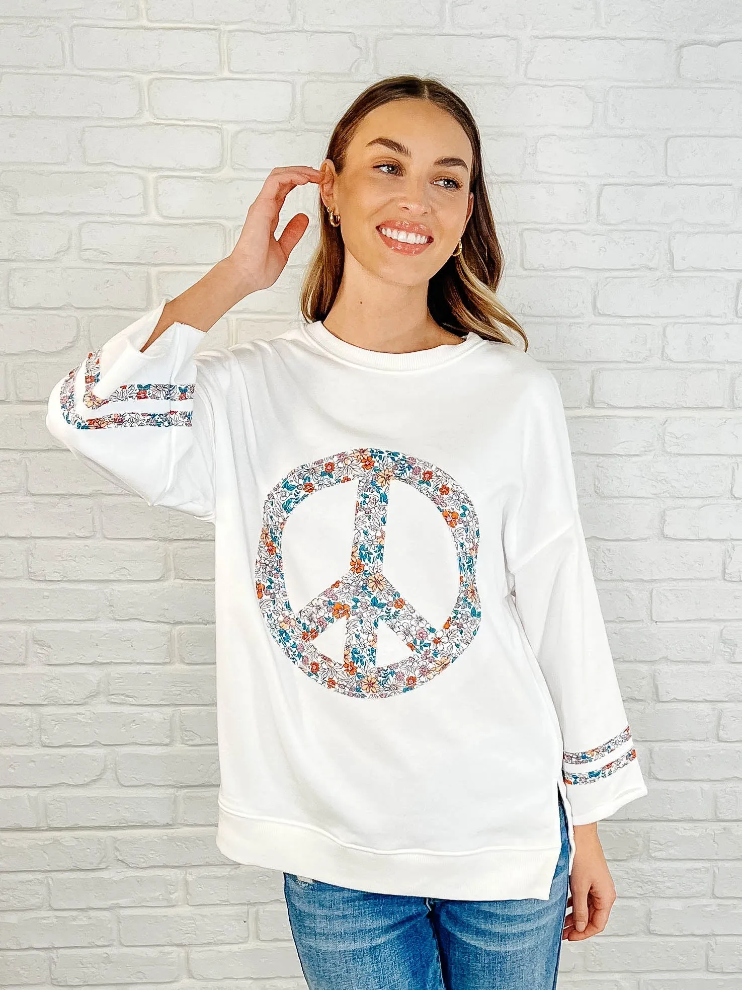 Peace, Love, and Flowers Peace Sign Top sold by Charming Charlie product image thumbnail 4