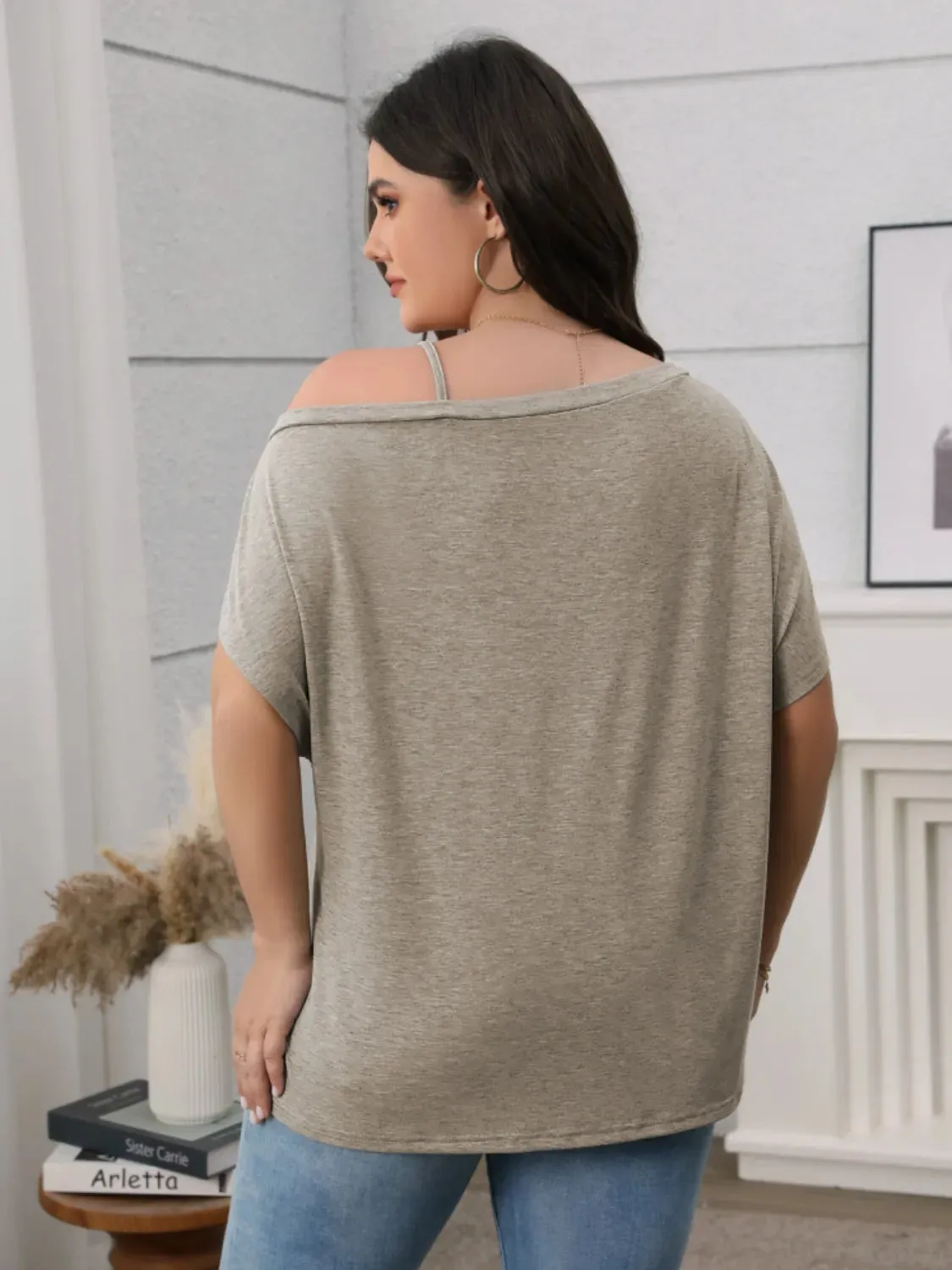 Plus Size Asymmetrical Neck Short Sleeve T-Shirt sold by Charming Charlie product image thumbnail 2