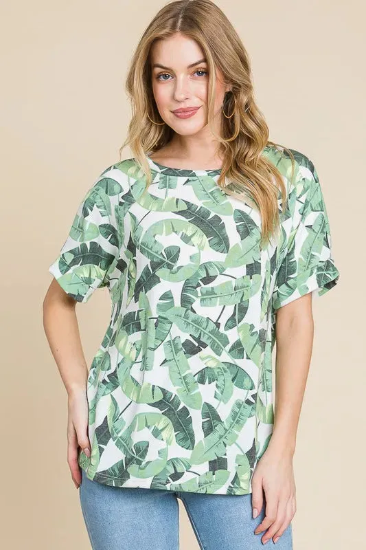 BOMBOM Lightweight Printed Round Neck Short Sleeve T-Shirt sold by Charming Charlie product image thumbnail 2