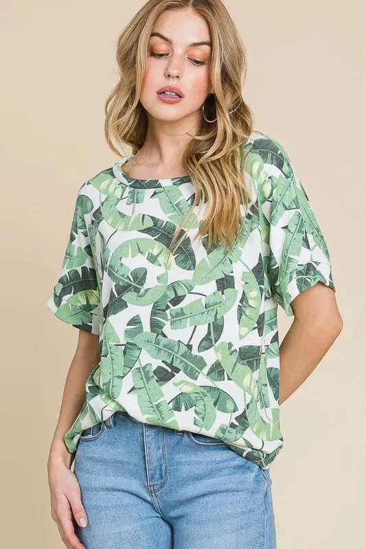 BOMBOM Lightweight Printed Round Neck Short Sleeve T-Shirt sold by Charming Charlie product image thumbnail 4