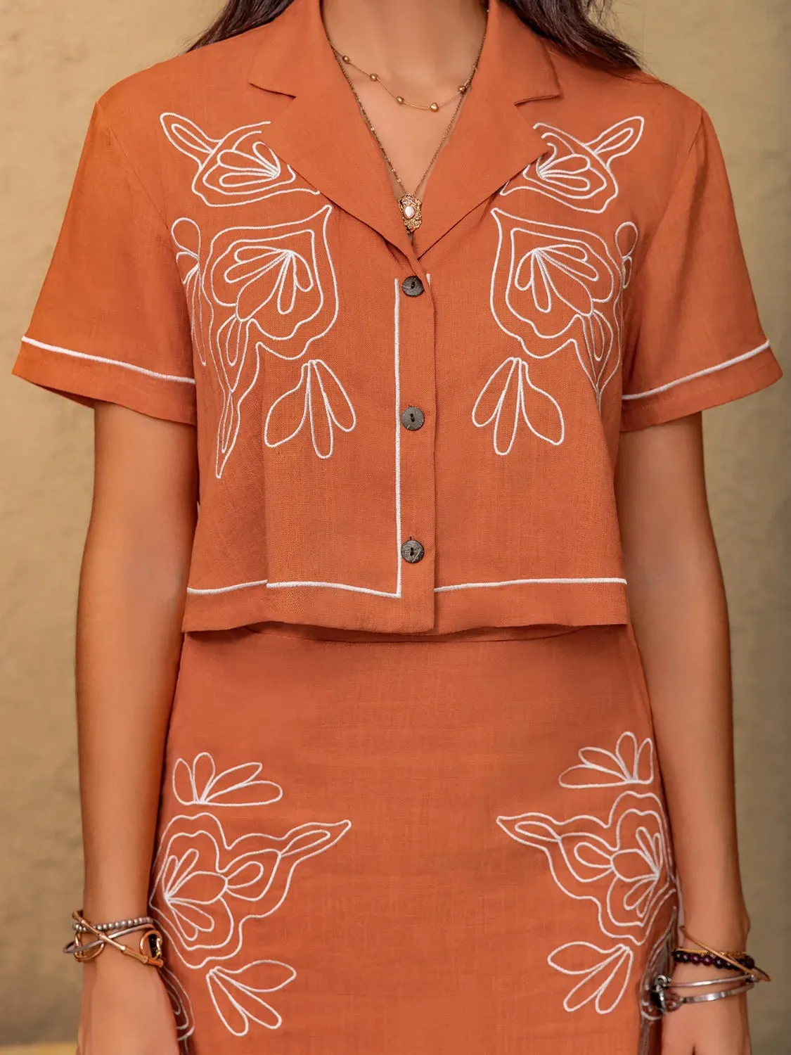 Embroidered Short Sleeve Top and Mini Skirt Set sold by Charming Charlie product image thumbnail 3