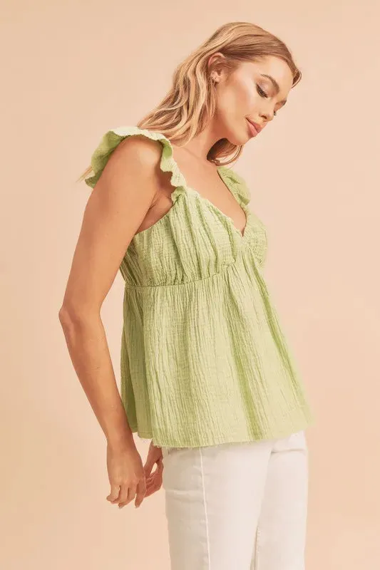 Aemi + Co Sweetheart Neck Ruffled Strap Top sold by Charming Charlie product image thumbnail 2