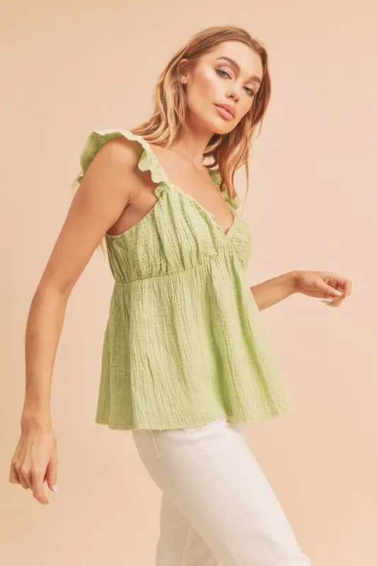 Aemi + Co Sweetheart Neck Ruffled Strap Top sold by Charming Charlie product image thumbnail 3