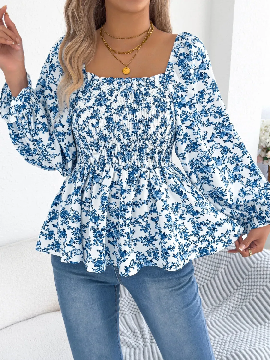 Floral Square Neck Flounce Sleeve Blouse sold by Charming Charlie product image thumbnail 4
