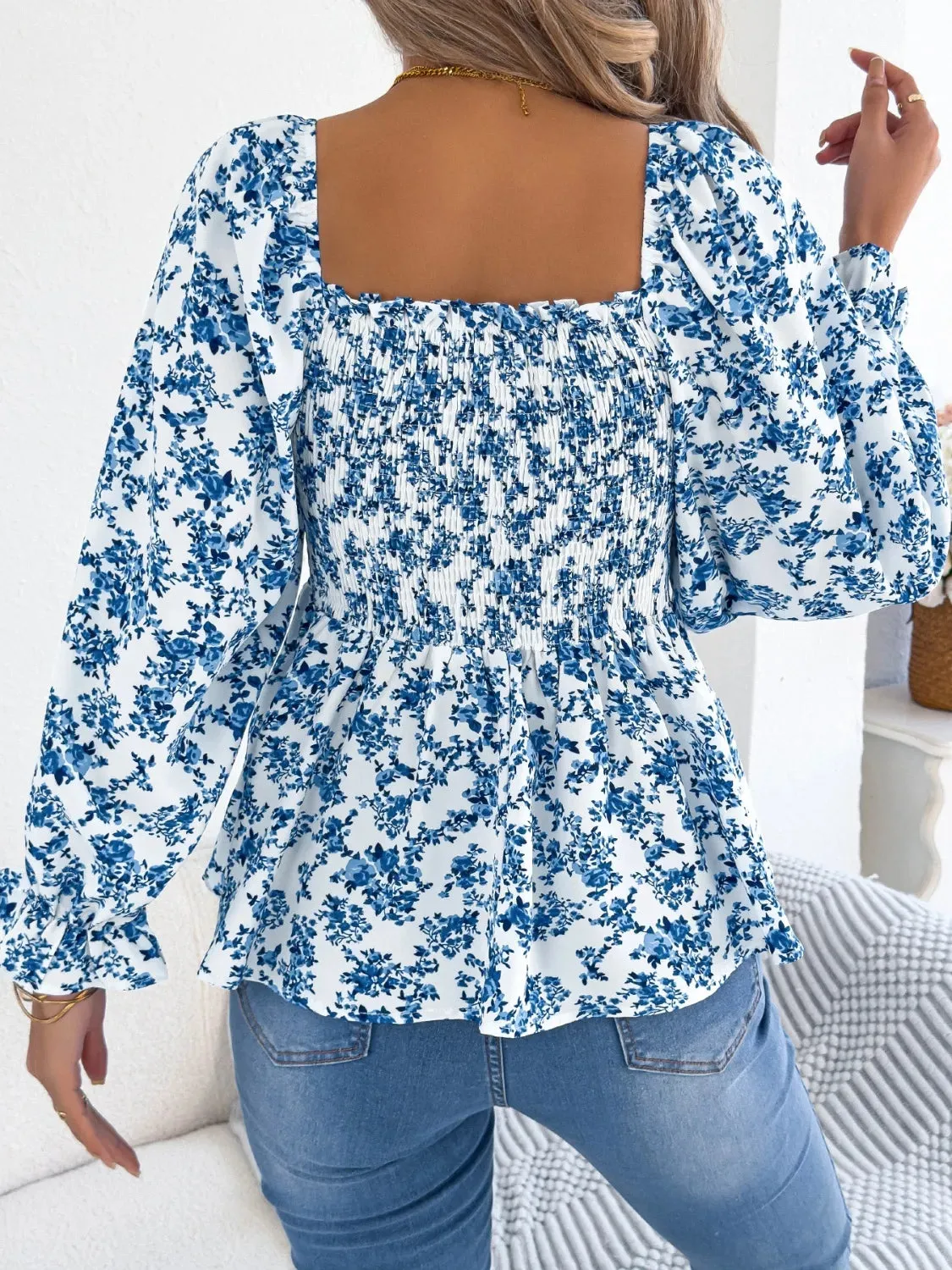 Floral Square Neck Flounce Sleeve Blouse sold by Charming Charlie product image thumbnail 2