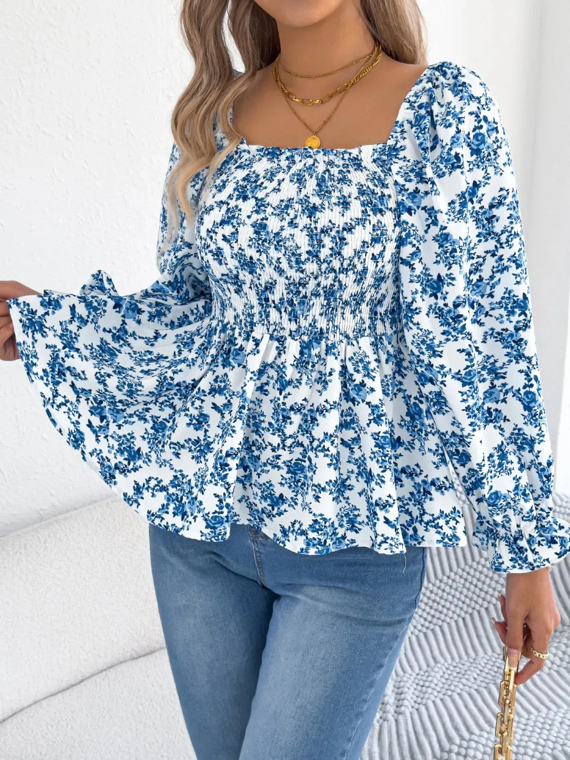Floral Square Neck Flounce Sleeve Blouse sold by Charming Charlie