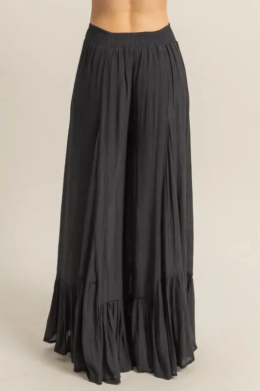 HYFVE High-Waist Ruffle Flared Wide Leg Pants sold by Charming Charlie product image thumbnail 3