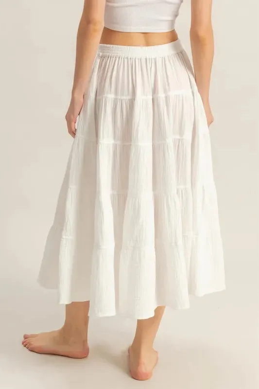 HYFVE Double Gauze Tiered Midi Skirt with Pockets sold by Charming Charlie product image thumbnail 3