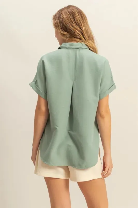 HYFVE Button Down Short Sleeve Shirt sold by Charming Charlie product image thumbnail 3