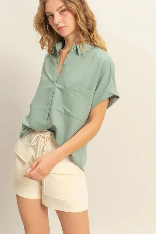 HYFVE Button Down Short Sleeve Shirt sold by Charming Charlie product image thumbnail 2