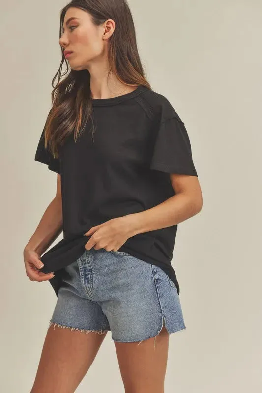 Aemi + Co Exposed Seam Round Neck Short Sleeve T-Shirt sold by Charming Charlie product image thumbnail 2