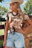 Western Horseshoe Printed Mesh Short Sleeve T Shirt sold by Charming Charlie