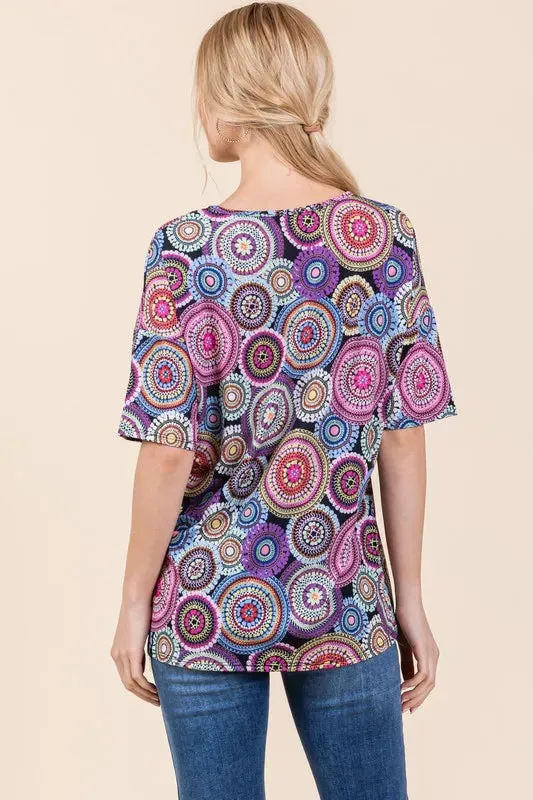 BOMBOM Printed Round Neck Half Sleeve Top sold by Charming Charlie product image thumbnail 4