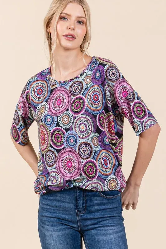 BOMBOM Printed Round Neck Half Sleeve Top sold by Charming Charlie product image thumbnail 2
